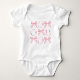 Coquette Bows & Baseball Baby Shower Gift Baby Bodysuit