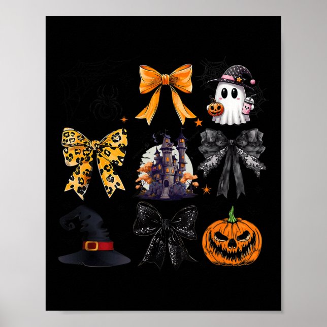 Coquette Bows Ghost Pumpkin Witch Spooky Season Ha Poster (Front)