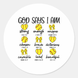 Coquette Bows God Say I Am Christian Softll Bible Classic Round Sticker