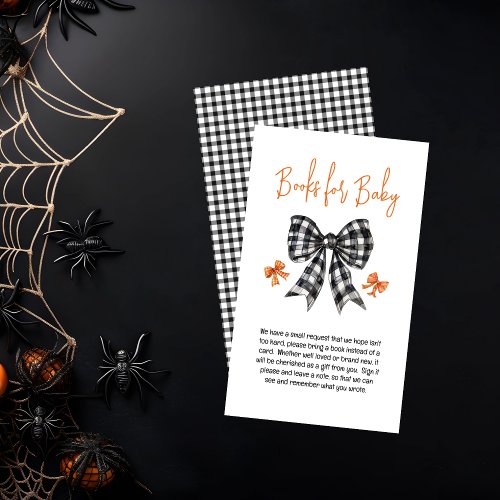 Coquette Bows Halloween Baby Shower Books for Baby Enclosure Card