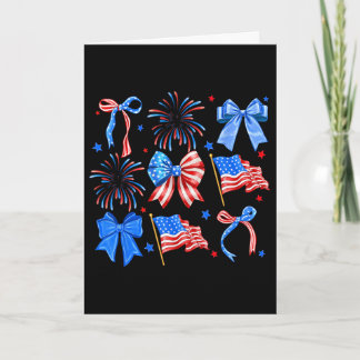 Coquette Bows Red White Blue Usa Flag 4th Of July Card