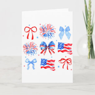 Coquette Bows Red White Blue Usa Flag 4th Of July  Card