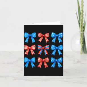Coquette Bows Red White Blue USA Flag 4th of July Card
