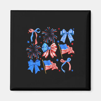 Coquette Bows Red White Blue Usa Flag 4th Of July Magnet