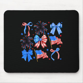 Coquette Bows Red White Blue Usa Flag 4th Of July Mouse Pad