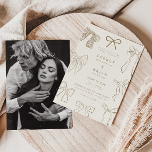 Coquette Bows Sand Wedding Invitation
