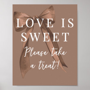 Coquette Brown Bow Love is Sweet Treat Favor Sign