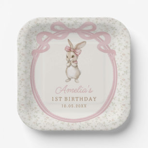 Coquette Bunny Birthday Party Paper Plates