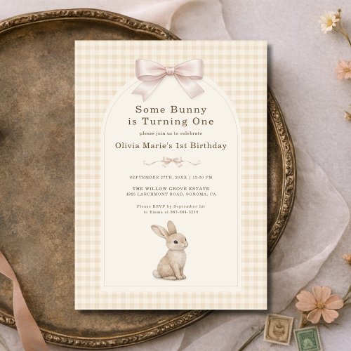 Coquette Bunny Gingham 1st Birthday