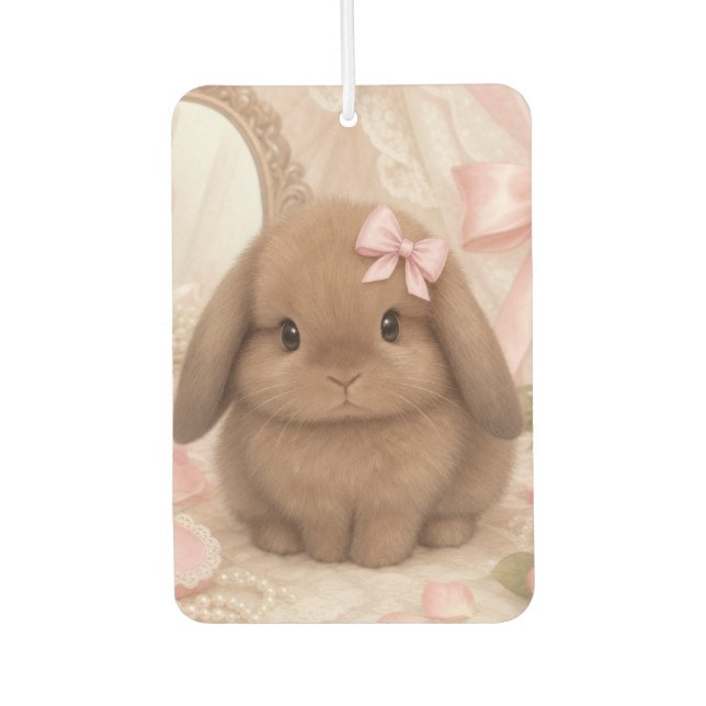 coquette bunny pink bow  air freshener (Front)