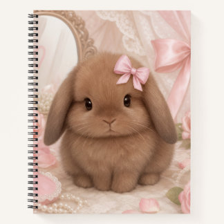 coquette bunny pink bow notebook