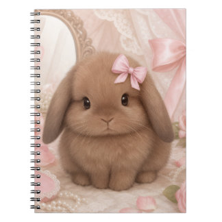 coquette bunny pink bow notebook