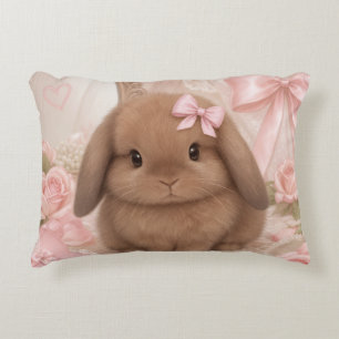 coquette bunny pink bow throw pillow 