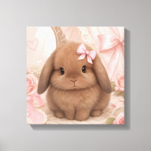 coquette bunny pink bow wall art