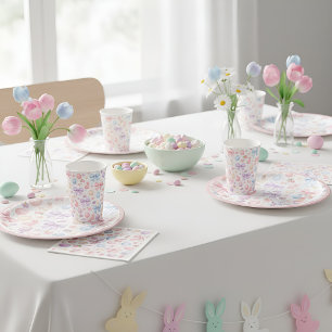 Coquette Bunny & Pink Bows Easter Paper Plates
