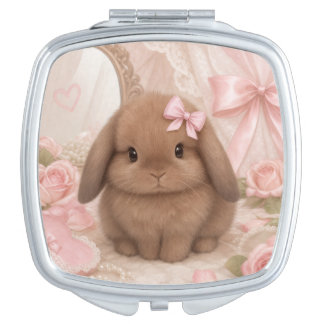 coquette bunny pink compact mirror
