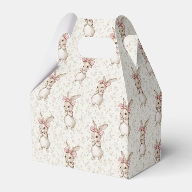 Coquette Bunny Rabbit Girl Birthday Favor Box (Front Side)