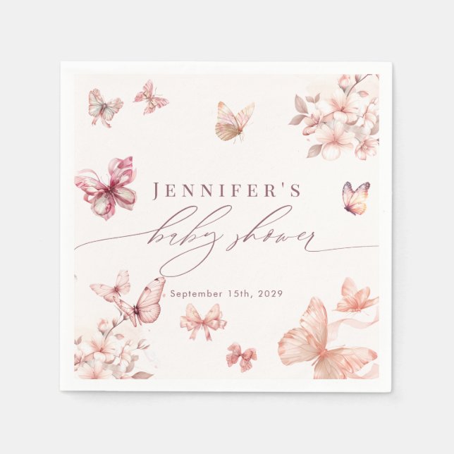 Coquette Butterfly |  Butterflies Baby Shower  Napkins (Front)