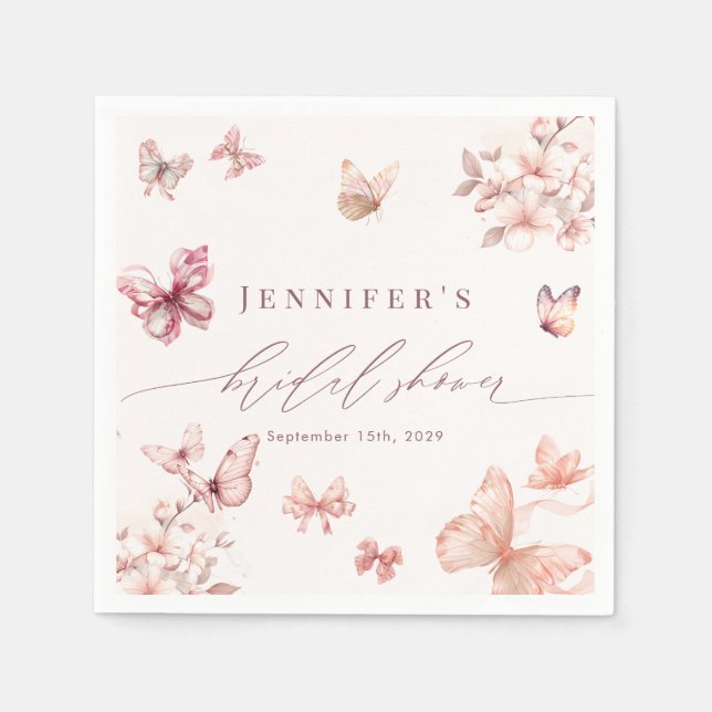 Coquette Butterfly |  Butterflies Bridal Shower  Napkins (Front)