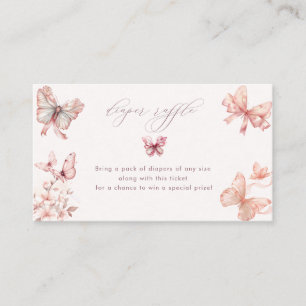 Coquette Butterfly   Pink Baby Girl Diaper Raffle Enclosure Card