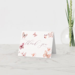 Coquette Butterfly Pink Baby Girl Shower Thank You Card