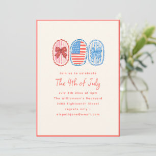 Coquette Cameo Bow Fourth of July Party 2026 Invitation