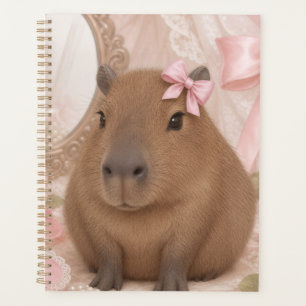 coquette capybara pink bow planner