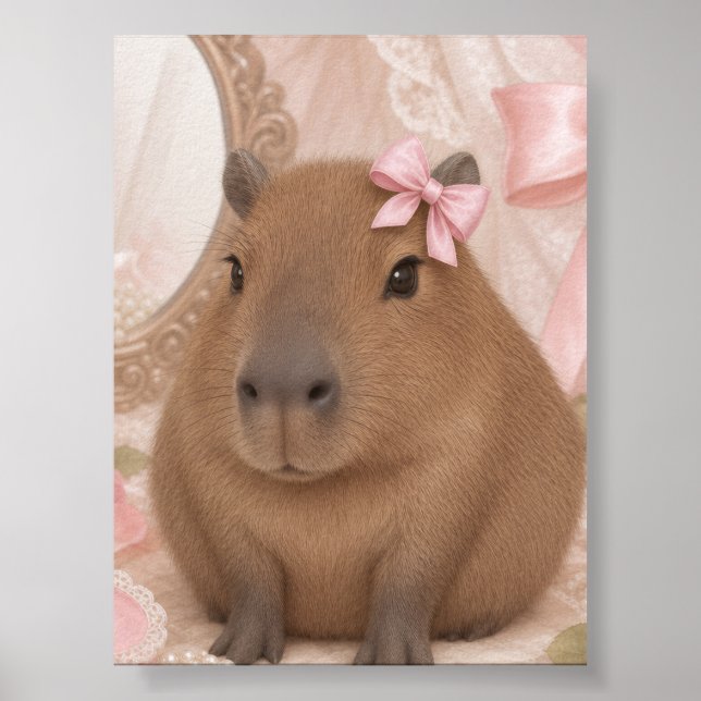 coquette capybara pink bow  poster (Front)
