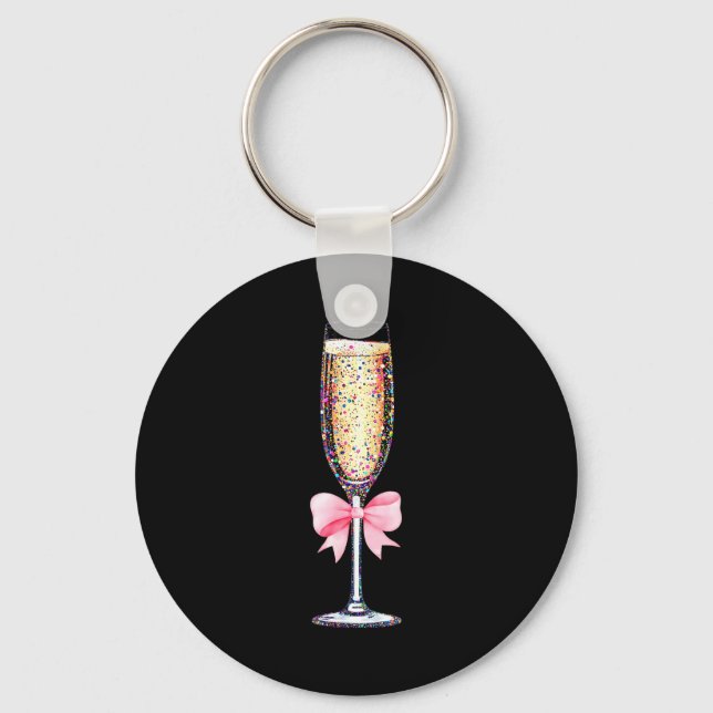 Coquette Champagne Gl Happy New Year 2026 Party Wo Keychain (Front)