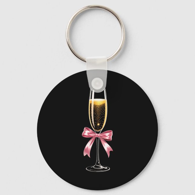 Coquette Champagne Gl Happy New Year 2026 Party Wo Keychain (Front)