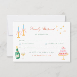 Coquette Charm Handpainted Wedding RSVP Invitation