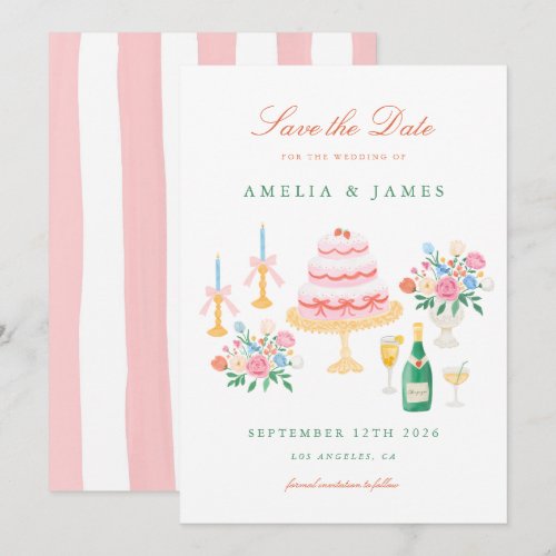 Coquette Charm Handpainted Wedding Save the Date