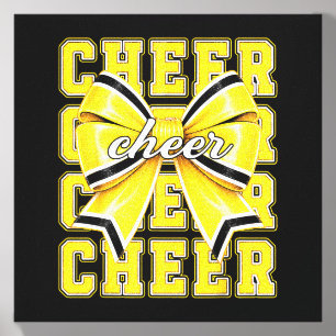 Coquette Cheer Bow Funny Cheerleader Black Gold Canvas Photo Tile