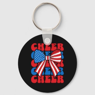 Coquette Cheer Bow Sport Cheerleader Usa American Keychain