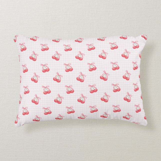 Coquette Cherries Bow Pattern  Accent Pillow (Front)