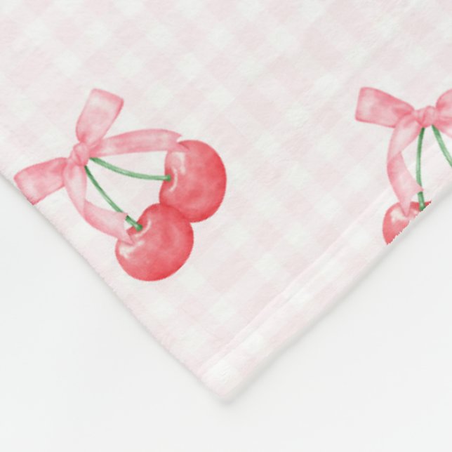 Coquette Cherries Bow Pattern  Fleece Blanket (Corner)