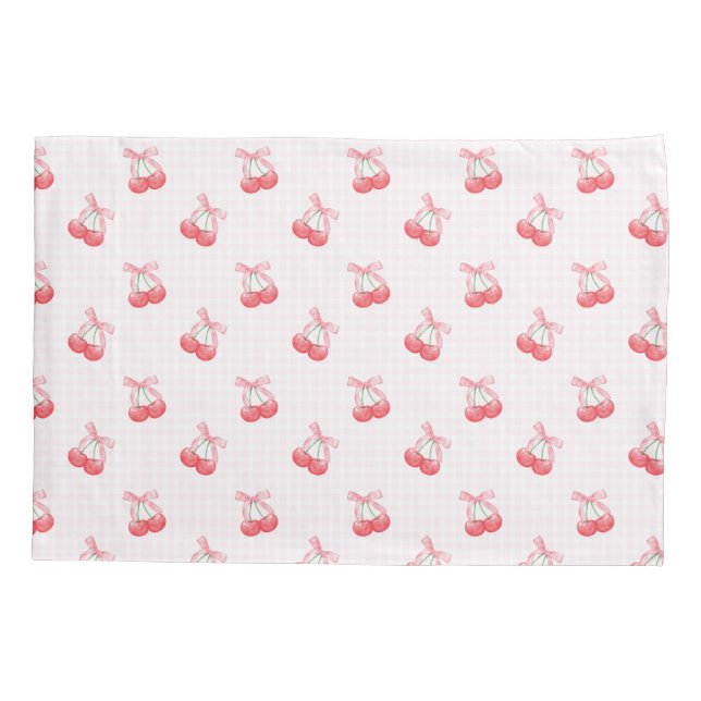 Coquette Cherries Bow Pattern  Pillow Case (Back)