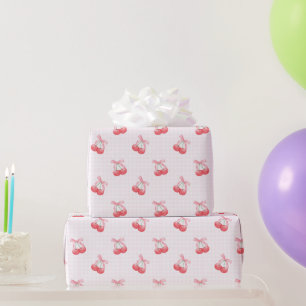 Coquette Cherries Bow Pattern  Wrapping Paper