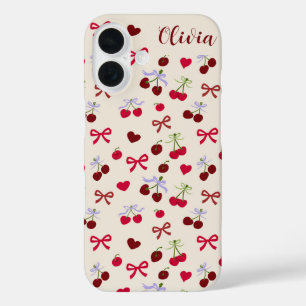 Coquette Cherries Bows and Hearts  iPhone 16 Case