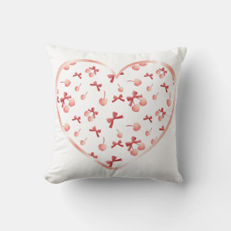 Coquette Cherries: Love in Every Detail Throw Pillow