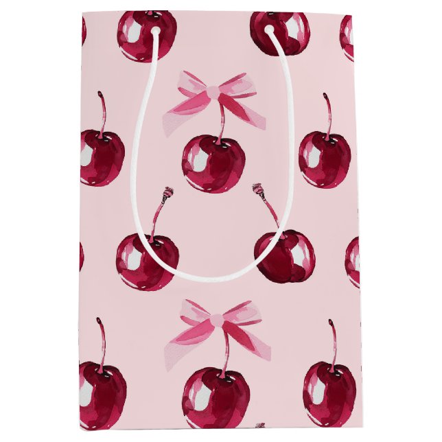 Coquette Cherries Pattern Medium Gift Bag (Front)