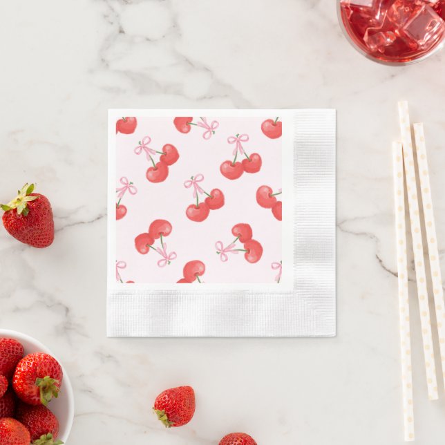 Coquette Cherries Pattern Napkins (Insitu)