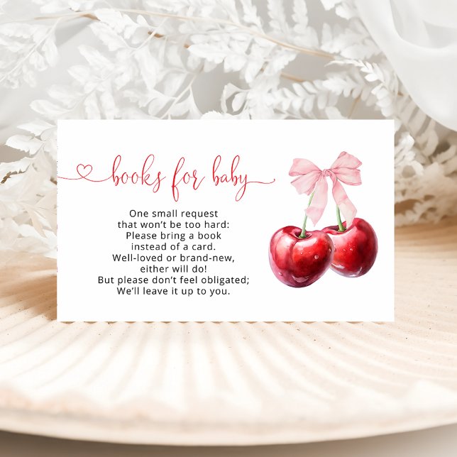 Coquette Cherry Baby Shower Book Request Enclosure Card (Creator Uploaded)