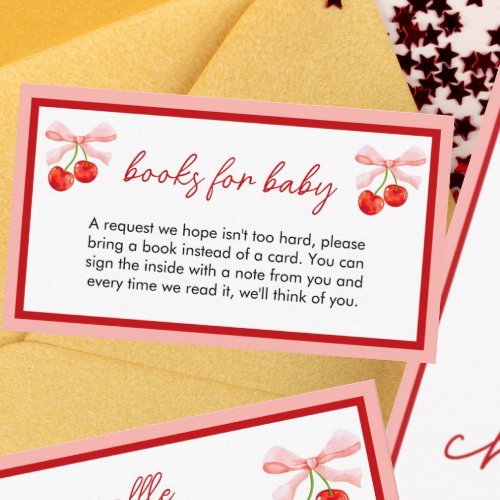 Coquette Cherry Baby Shower Books for Baby  Enclosure Card