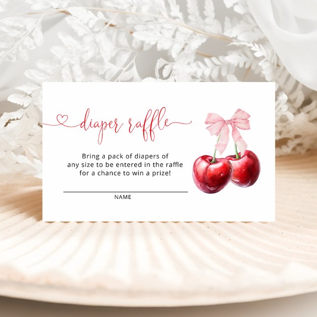 Coquette Cherry Baby Shower Diaper Raffle Enclosure Card (Creator Uploaded)