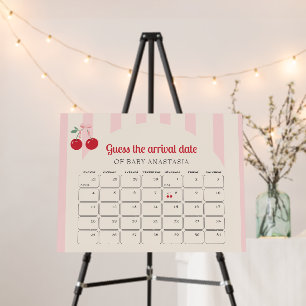Coquette Cherry Baby Shower Guess the Due Date Foam Board