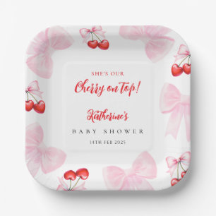 Coquette Cherry Baby Shower Paper Plates