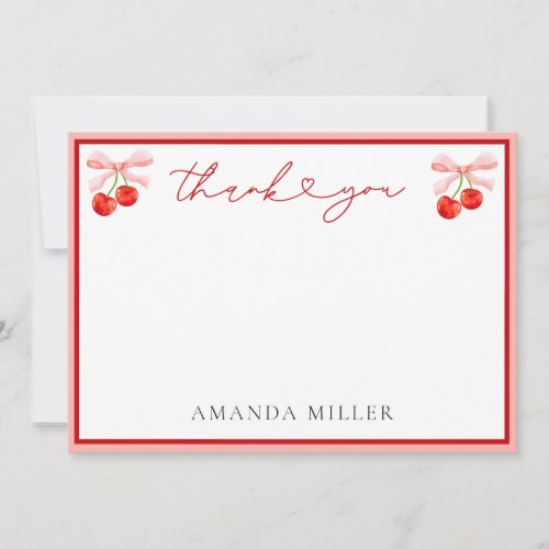 Coquette Cherry Baby Shower Thank You Card