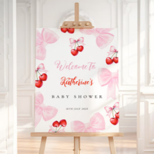 Coquette Cherry Baby Shower Welcome Sign