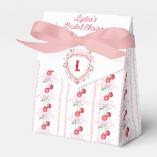 Coquette Cherry Bridal Shower Monogram Favor Boxes